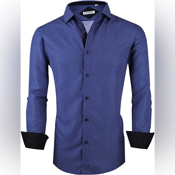 Alex Vando Shirts Alex Vando Mens Printed Dress Shirt Long Sleeve